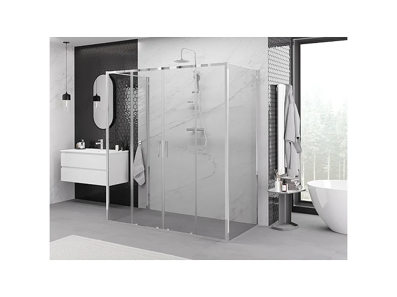 Mexen Exo-3S kabina prysznicowa 3-ścienna rozsuwana 180 x 95 cm, transparent, chrom - 8152-180-095-01-00-3S