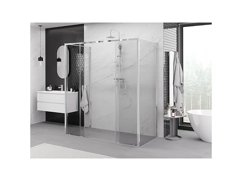 Mexen Exo-3S kabina prysznicowa 3-ścienna rozsuwana 180 x 95 cm, transparent, chrom - 8152-180-095-01-00-3S