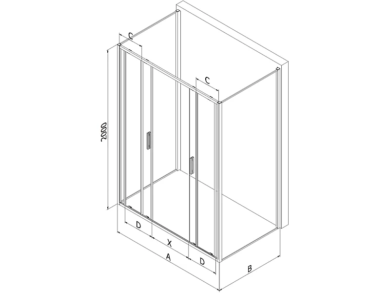 Mexen Exo-3S kabina prysznicowa 3-ścienna rozsuwana 180 x 95 cm, transparent, chrom - 8152-180-095-01-00-3S