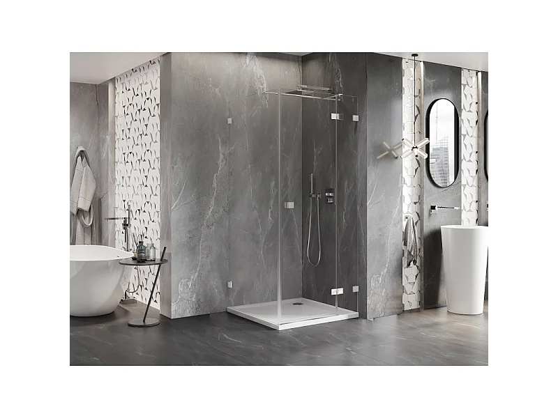 Mexen Lunar T højrehængslet brusekabine 80 x 80 cm, transparent, krom - 834T-080-080-01-00-P