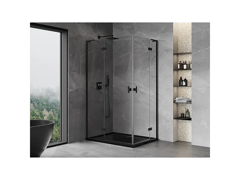 Mexen Mist-H L Duo shower enclosure swing 120 x 70 cm, transparent, black - 8A5L-120L-070P-70-00