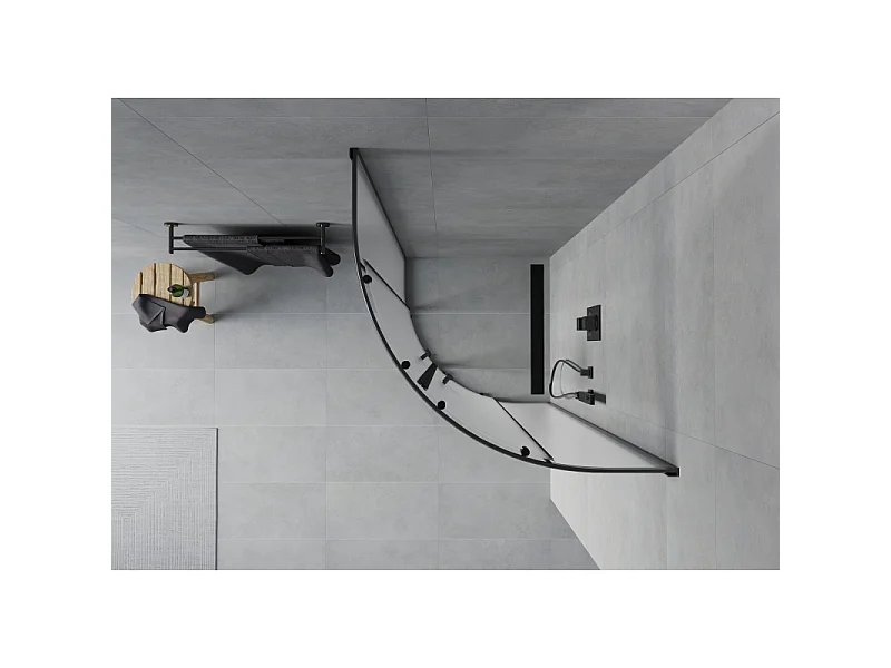 Mexen Rio halfronde douchecabine 90 x 90 cm, matglas, zwart - 863-090-090-70-30