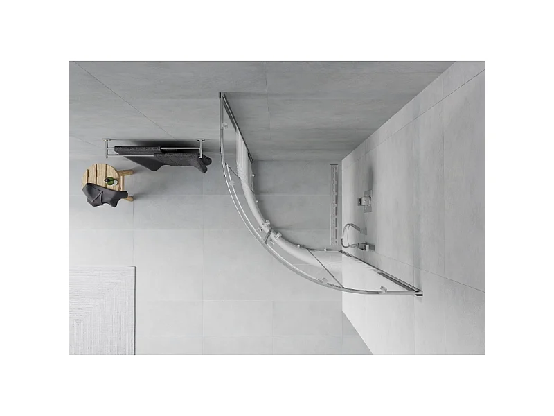 Mexen Rio half-ronde douchecabine 80 x 80 cm, witte strepen, chroom - 863-080-080-01-20