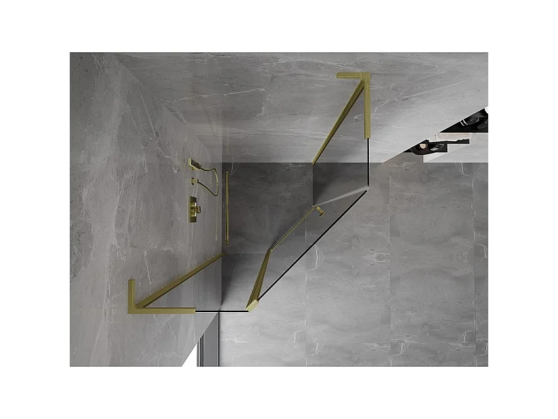 Mexen Mist L femkantet brusekabine 90 x 90 cm, transparent, børstet guld - 8A8L-090-090-55-00