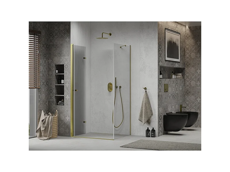 Mexen Lima inklapbare douchecabine 90 x 70 cm, transparant, goud - 856-090-070-50-00