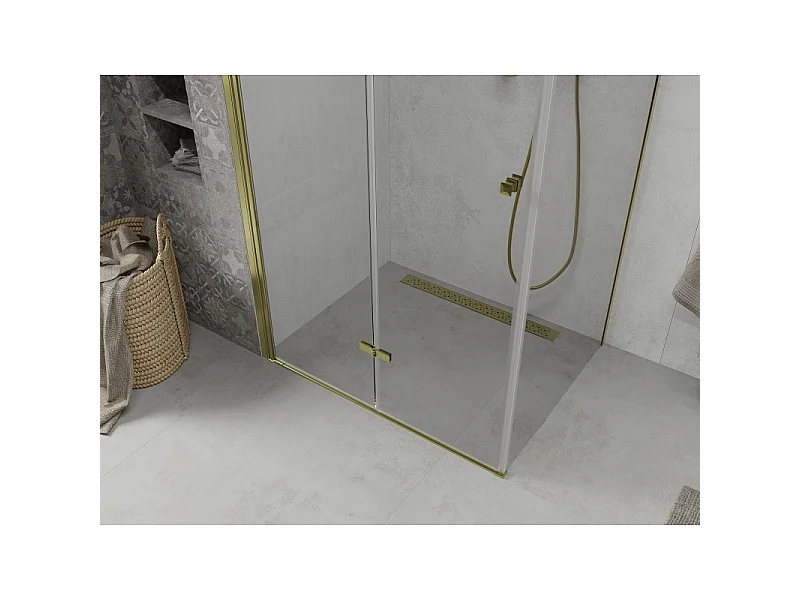 Mexen Lima inklapbare douchecabine 90 x 70 cm, transparant, goud - 856-090-070-50-00