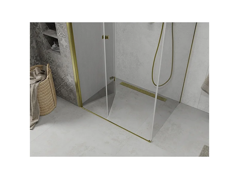 Mexen Lima inklapbare douchecabine 90 x 70 cm, transparant, goud - 856-090-070-50-00