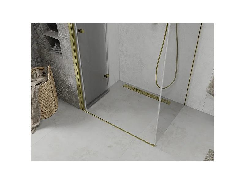 Mexen Lima inklapbare douchecabine 90 x 70 cm, transparant, goud - 856-090-070-50-00