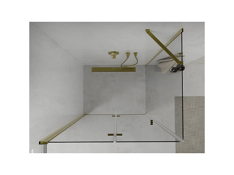 Mexen Lima inklapbare douchecabine 90 x 70 cm, transparant, goud - 856-090-070-50-00