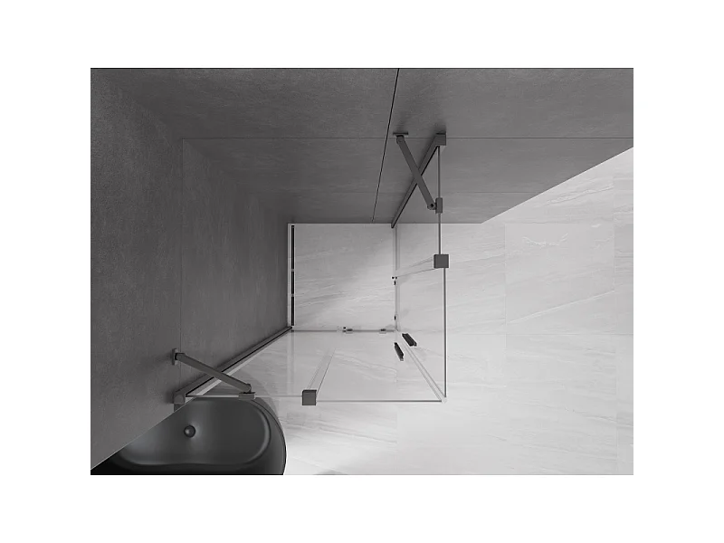 Mexen Velar Duo schuifdouchecabine 90 x 90 cm, transparant, geborsteld geweergrijs - 871-090-090-02-66