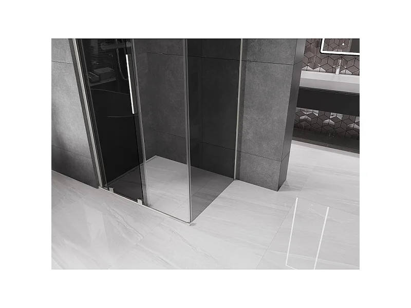 Mexen Velar Schiebetür-Duschkabine 90 x 85 cm, Graphit, gebürsteter Nickel - 871-090-085-41-97
