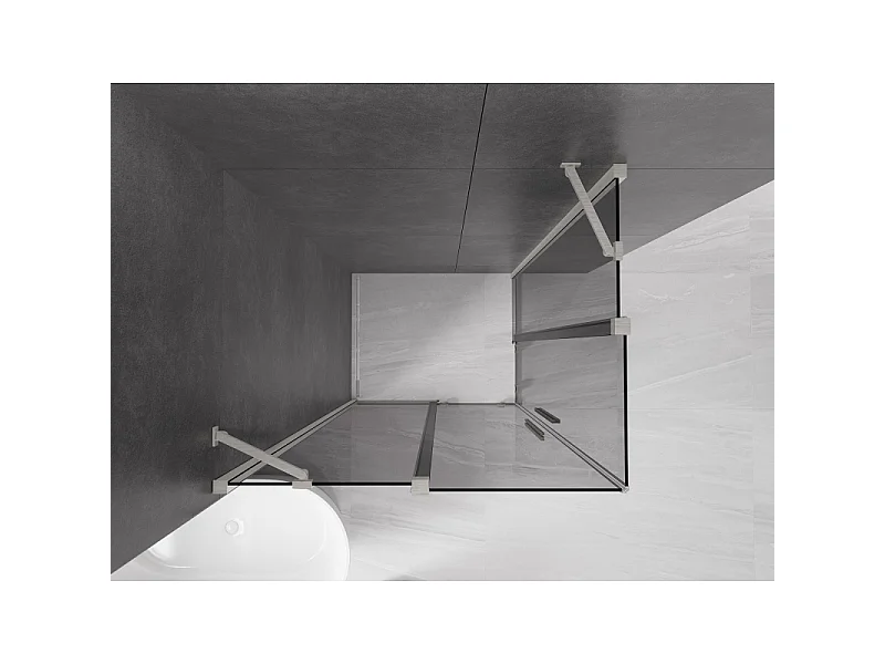 Mexen Velar Duo Schiebeduschkabine 90 x 80 cm, Graphit, gebürsteter Nickel - 871-090-080-42-97