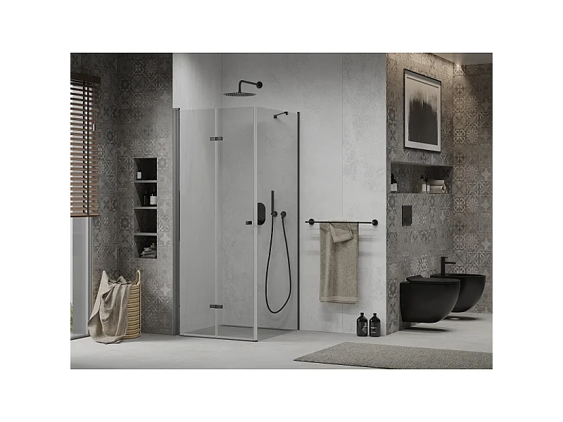 Mexen Lima vouwbare douchecabine 110 x 110 cm, transparant, zwart - 856-110-110-70-00