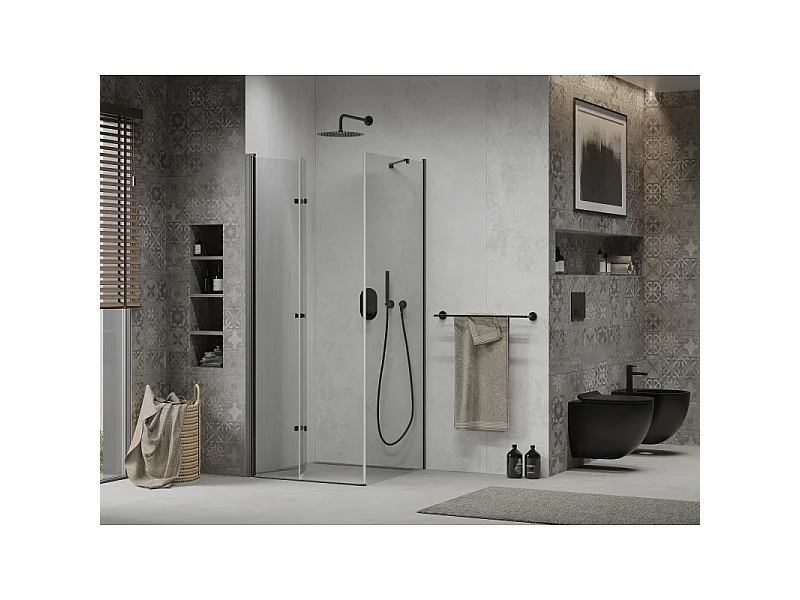 Mexen Lima vouwbare douchecabine 110 x 110 cm, transparant, zwart - 856-110-110-70-00