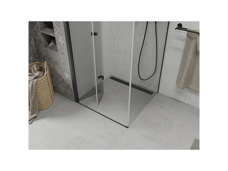 Mexen Lima vouwbare douchecabine 110 x 110 cm, transparant, zwart - 856-110-110-70-00