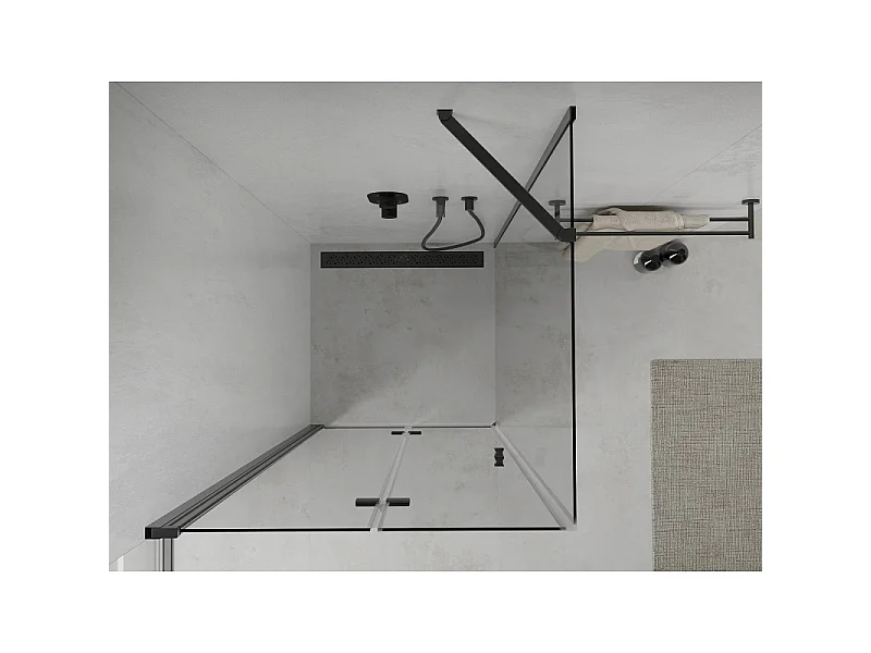 Mexen Lima vouwbare douchecabine 110 x 110 cm, transparant, zwart - 856-110-110-70-00