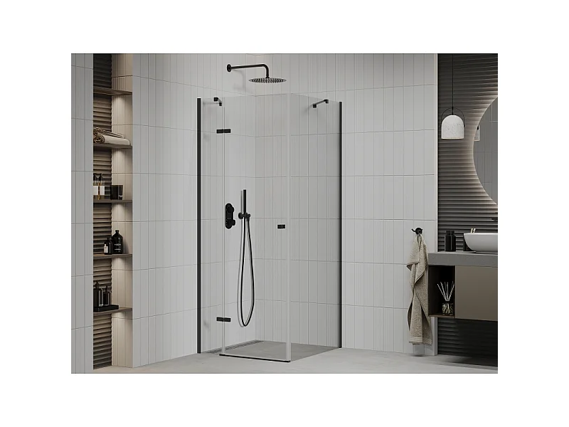 Mexen Roma Nihajna tuš kabina 70 x 70 cm, prosojna, črna - 854-070-070-70-00