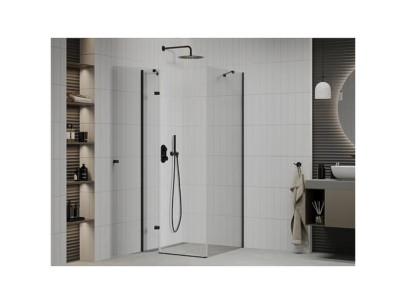 Mexen Roma Nihajna tuš kabina 70 x 70 cm, prosojna, črna - 854-070-070-70-00