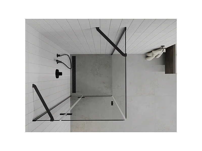 Mexen Roma Nihajna tuš kabina 70 x 70 cm, prosojna, črna - 854-070-070-70-00