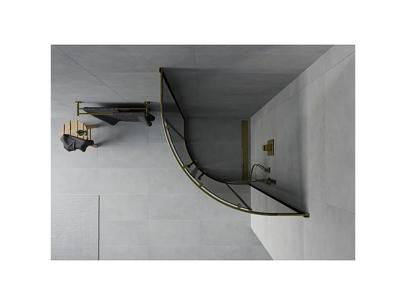 Mexen Rio halbrunde Duschkabine 80 x 80 cm, Graphit, Gold - 863-080-080-50-40