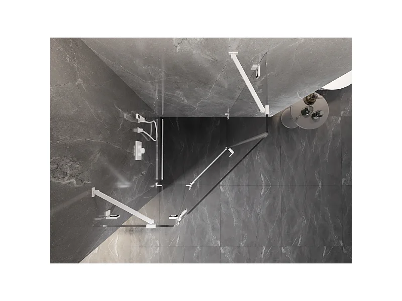 Mexen Lunar pentagonal left-hinged shower cabin 100 x 100 cm, transparent, white - 831-100L-100P-20-00-L
