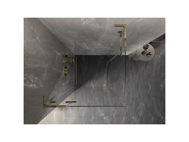 Mexen Lunar L Duo svingbar brusekabine 70 x 70 cm, transparent, guld - 834L-070L-070P-50-00