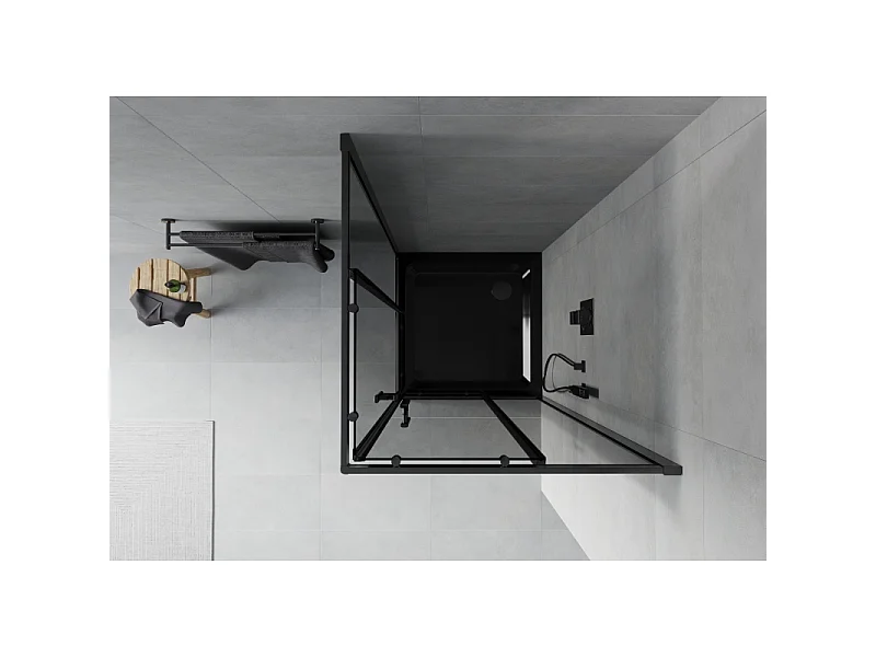 Mexen Rio kabina prysznicowa kwadratowa 90 x 90 cm, grafit, czarna + brodzik Flat, czarny - 860-090-090-70-40-4070B