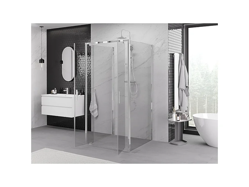 Mexen Exo-3S cabine de douche à 3 parois pivotante 70 x 70 cm, transparent, chromé - 8182-070-070-01-00-3S
