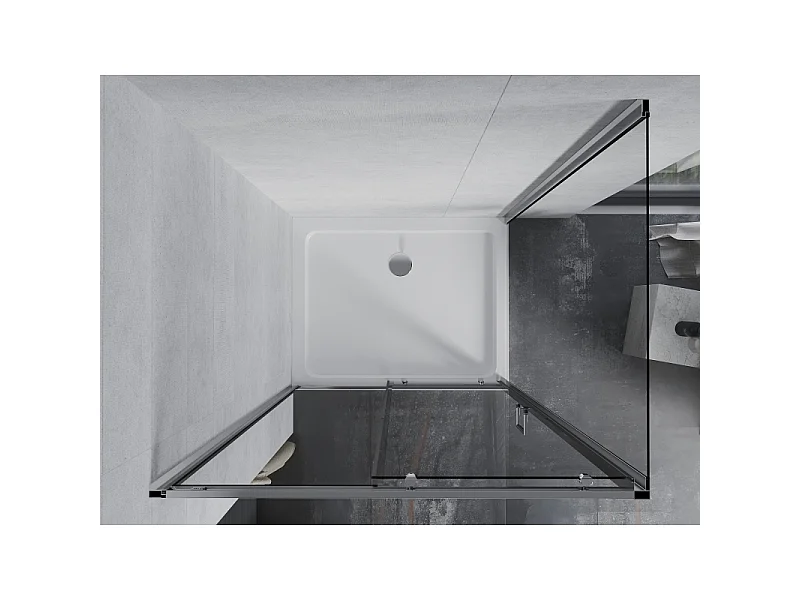 Mexen Apia kabina prysznicowa rozsuwana 130 x 70 cm, transparent, chrom + brodzik Flat - 840-130-070-01-00-4010