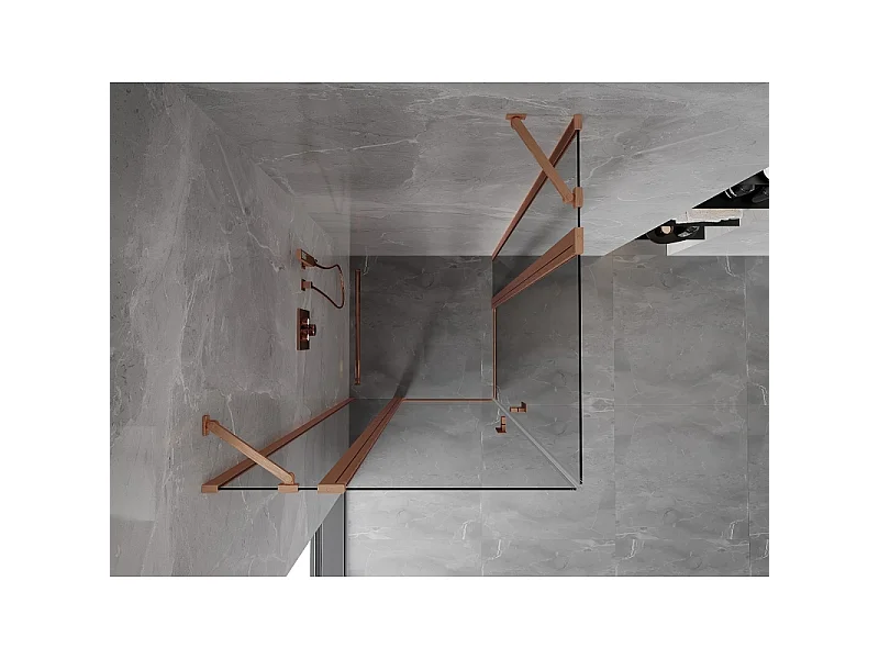 Mexen Mist Duo douchecabine draaideur 90 x 90 cm, transparant, geborsteld koper - 8A4-090-090-65-00