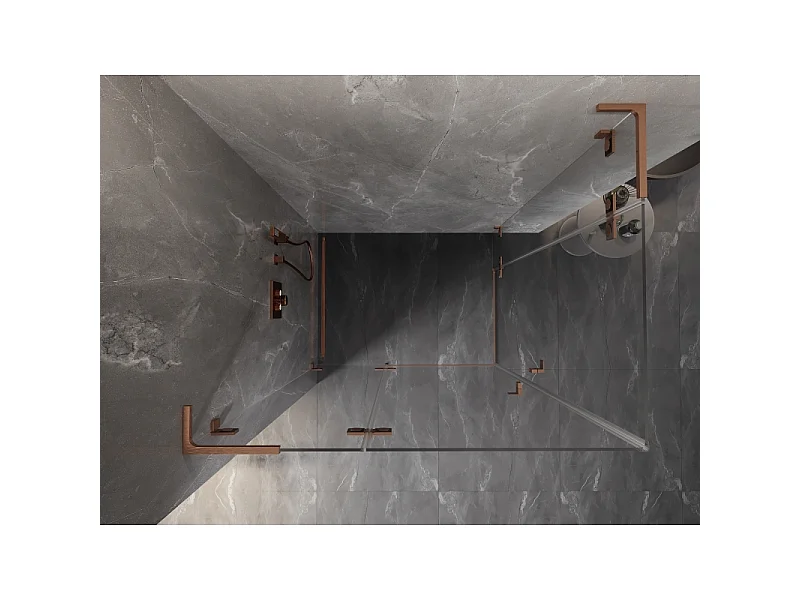 Mexen Lunar L Duo shower cabin with doors 110 x 85 cm, transparent, brushed copper - 834L-110L-085P-65-00