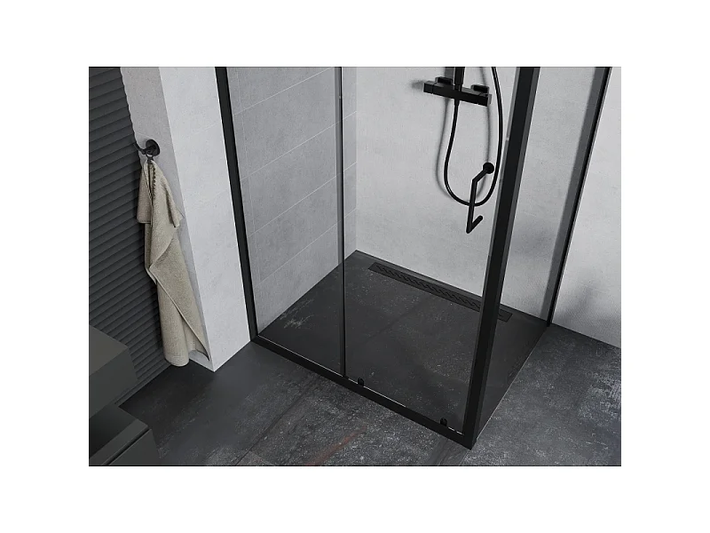 Mexen Apia Schiebeduschkabine 140 x 100 cm, transparent, schwarz - 840-140-100-70-00