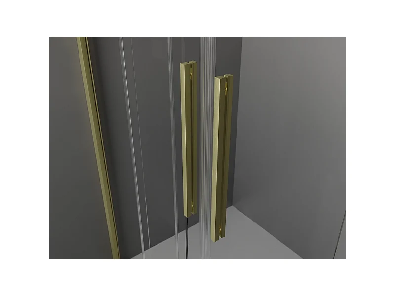 Mexen Velar Duo douchecabine schuifdeur 90 x 90 cm, transparant, geborsteld goud - 871-090-090-02-55