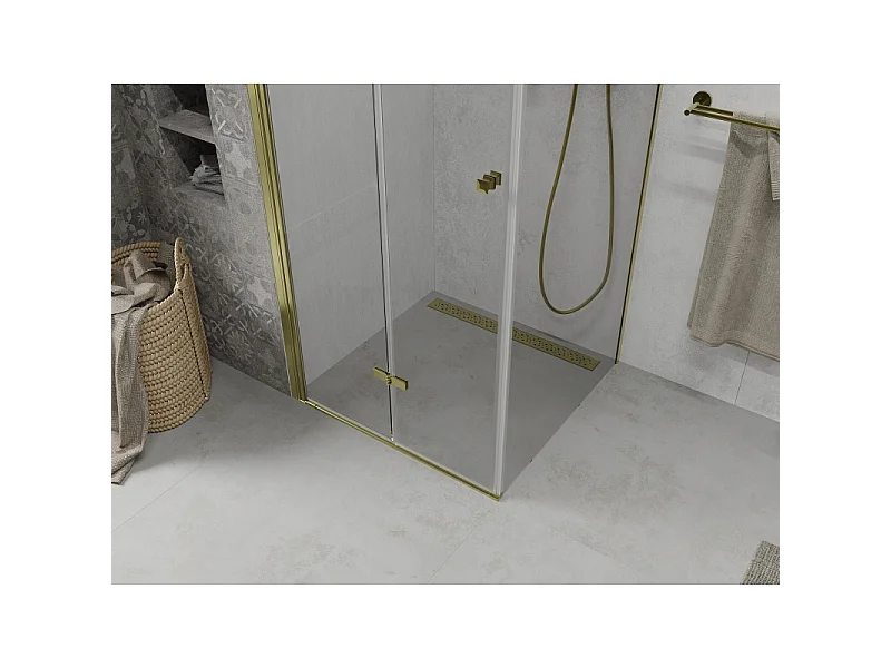 Mexen Lima opvouwbare douchecabine 100 x 100 cm, transparant, goud - 856-100-100-50-00