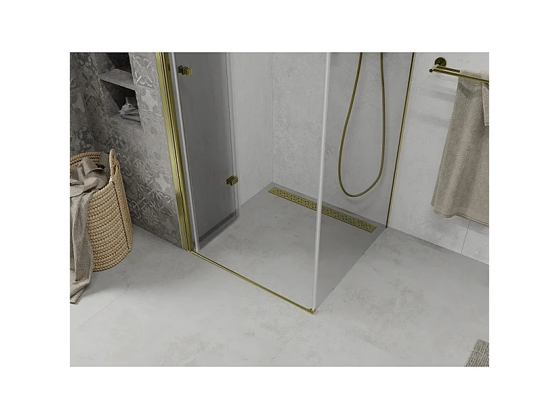 Mexen Lima opvouwbare douchecabine 100 x 100 cm, transparant, goud - 856-100-100-50-00