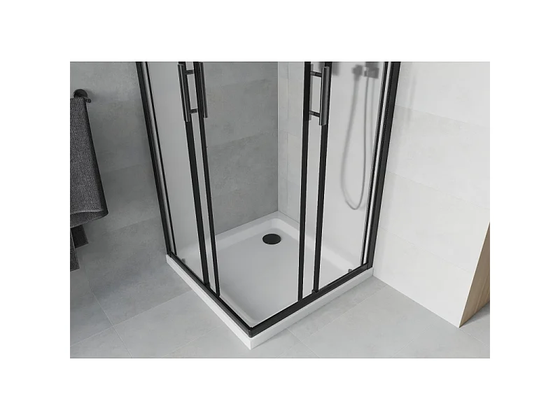Mexen Rio vierkante douchecabine 70 x 70 cm, ijs, zwart + Flat douchebak, wit - 860-070-070-70-30-4010B
