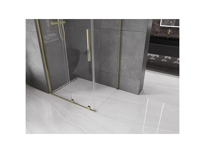 Mexen Velar schuifbare douchecabine 100 x 120 cm, transparant, goud - 871-100-120-01-50