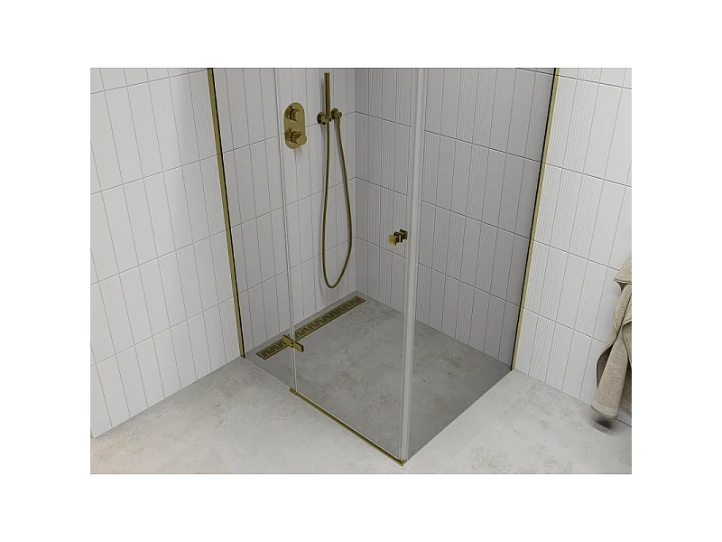 Mexen Roma douchecabine scharnierend 90 x 100 cm, transparant, goud - 854-090-100-50-00