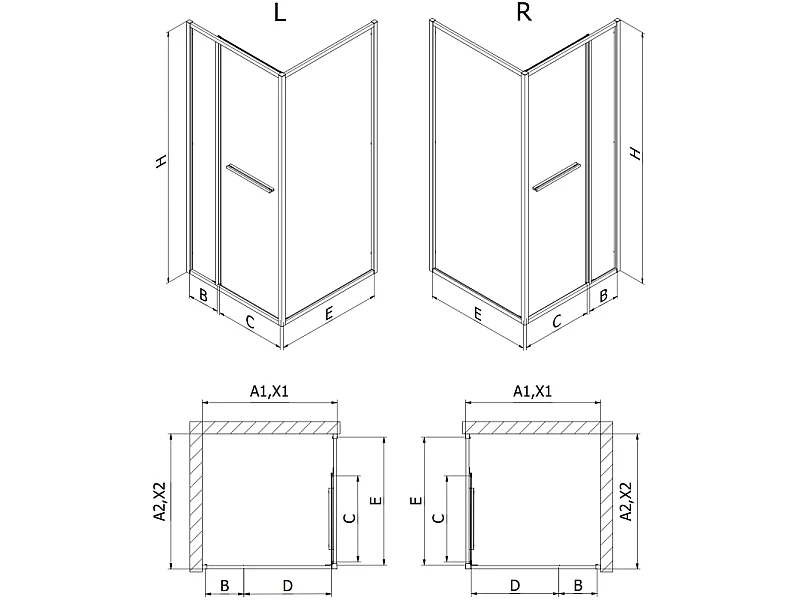 Mexen Linea Schiebeduschkabine 85 x 100 cm, transparent, Chrom - 8E1-085-100-01-01