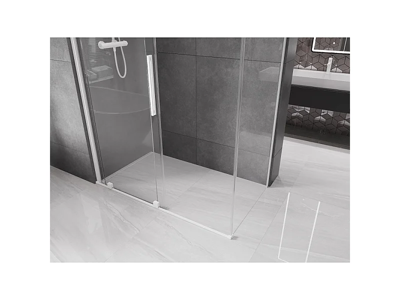 Mexen Velar drsna tuš kabina 150 x 90 cm, prozorna, bela - 871-150-090-01-20