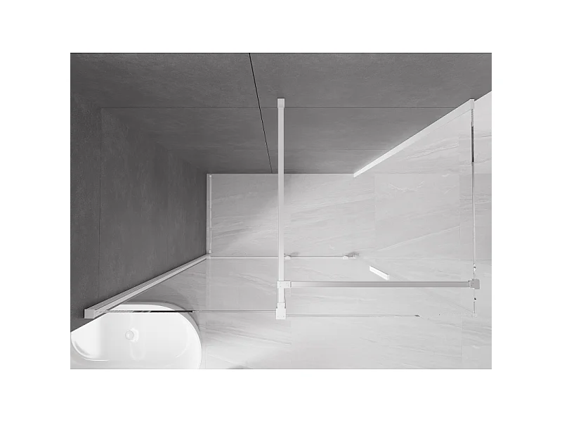Mexen Velar drsna tuš kabina 150 x 90 cm, prozorna, bela - 871-150-090-01-20