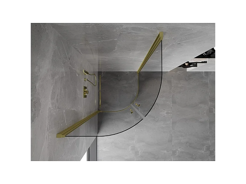 Mexen Mist douchecabine halfrond draaiend 90 x 90 cm, transparant, goud geborsteld - 8A31-090-090-55-00