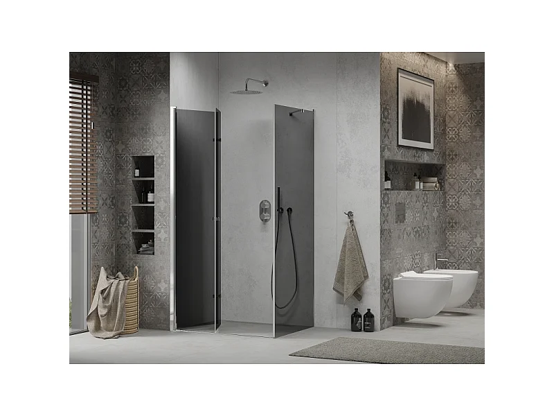 Mexen Lima faltbare Duschkabine 80 x 70 cm, Graphit, Chrom - 856-080-070-01-40