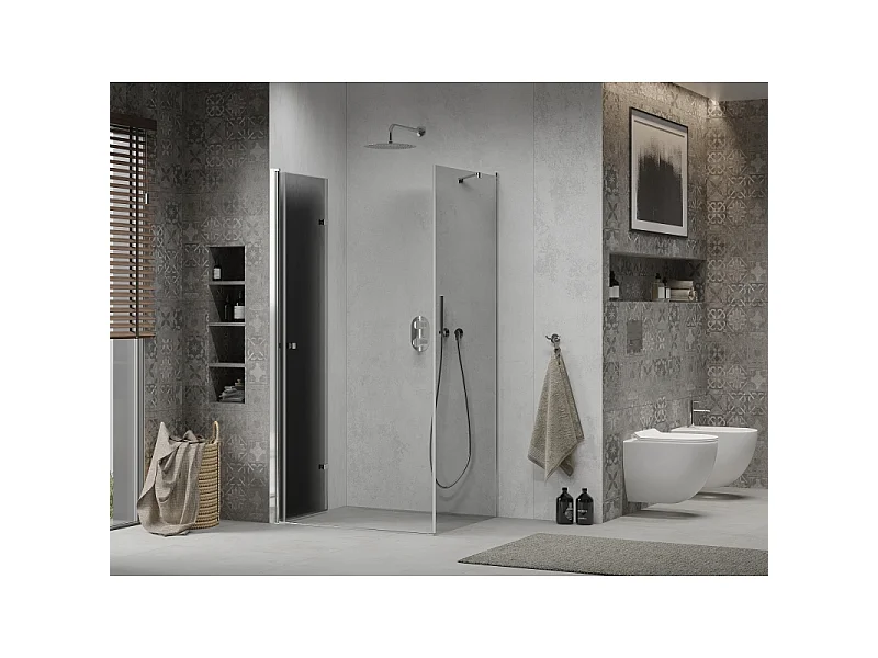 Mexen Lima faltbare Duschkabine 80 x 70 cm, Graphit, Chrom - 856-080-070-01-40
