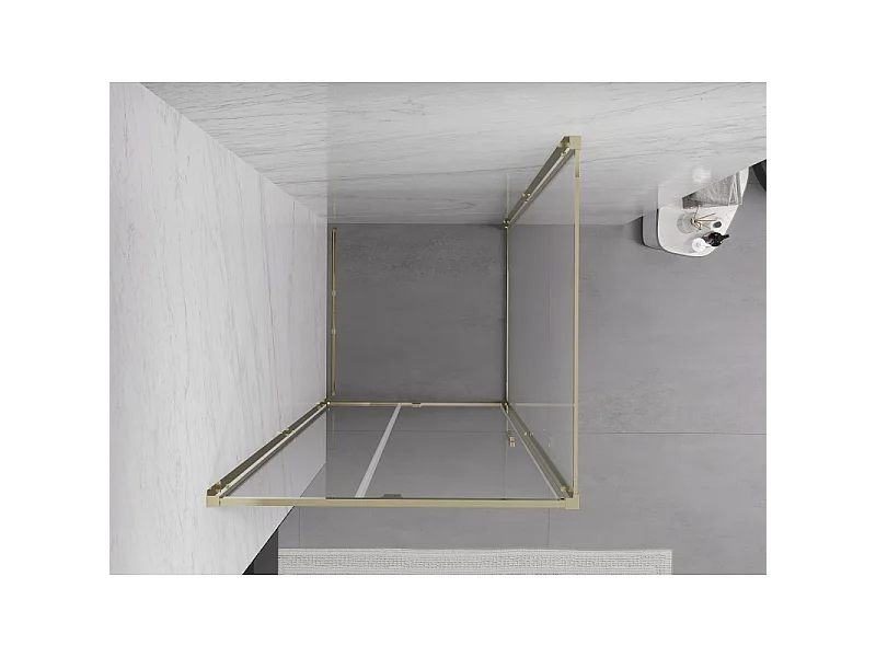 Mexen Exo cabina de ducha abatible 95 x 95 cm, transparente, dorada - 819-095-095-50-00