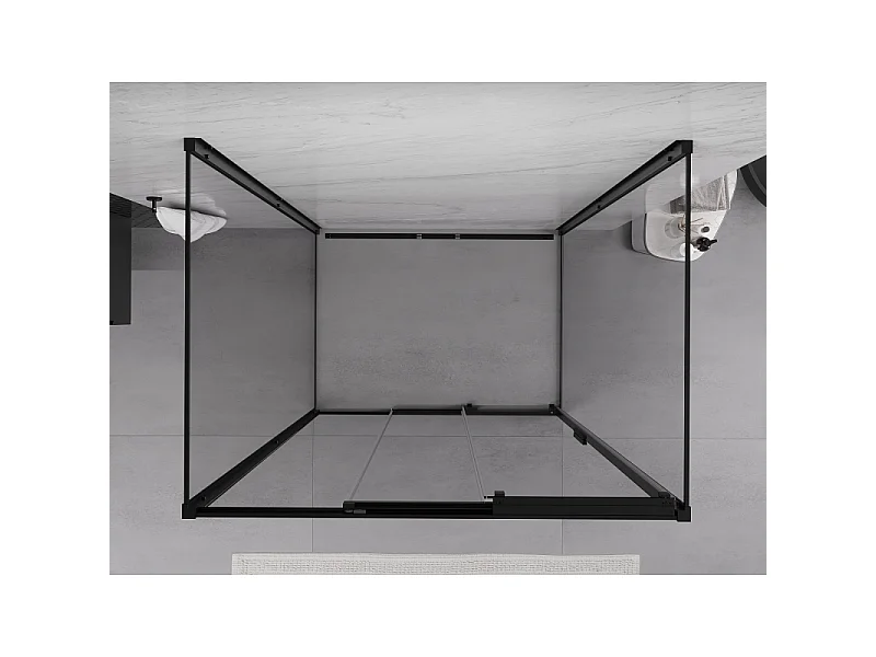 Mexen Exo-3S kabina prysznicowa 3-ścienna rozsuwana 95 x 100 cm, transparent, czarna - 8153-095-100-70-00-3S