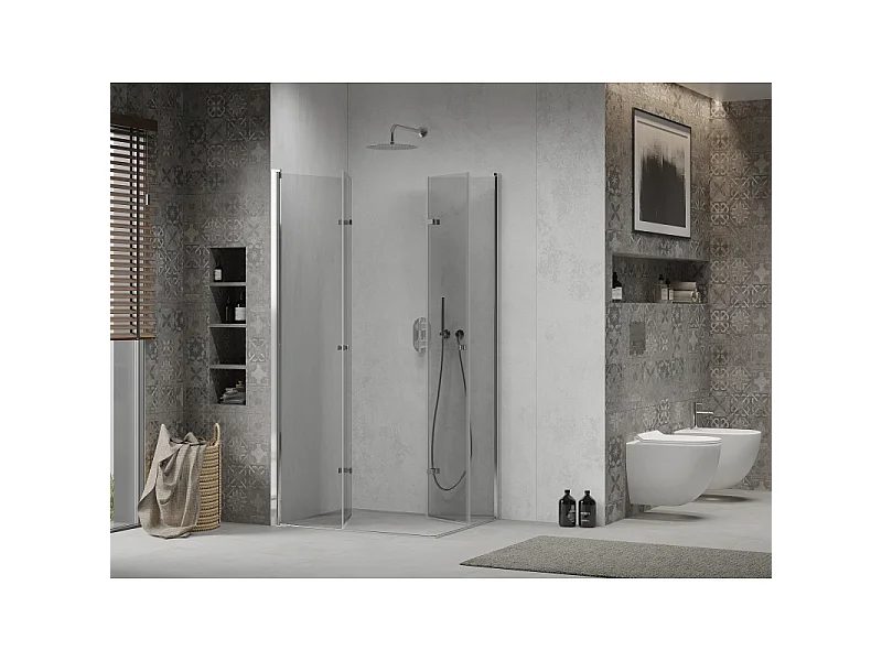 Mexen Lima Duo faltbare Duschkabine 100 x 90 cm, transparent, Chrom - 856-100-090-02-00