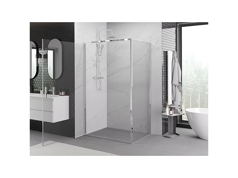 Mexen Exo nagibna pršna kabina 100 x 85 cm, prosojna, krom - 817-100-085-01-00