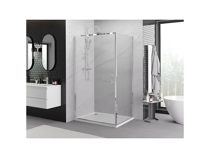 Mexen Exo nagibna pršna kabina 100 x 85 cm, prosojna, krom - 817-100-085-01-00