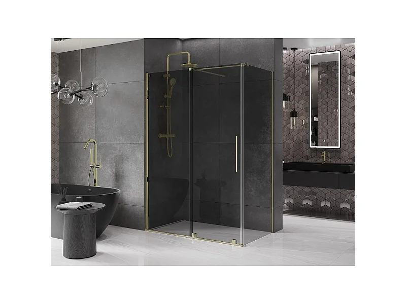 Mexen Velar douchecabine schuifdeur 150 x 75 cm, grafiet, goud - 871-150-075-41-50